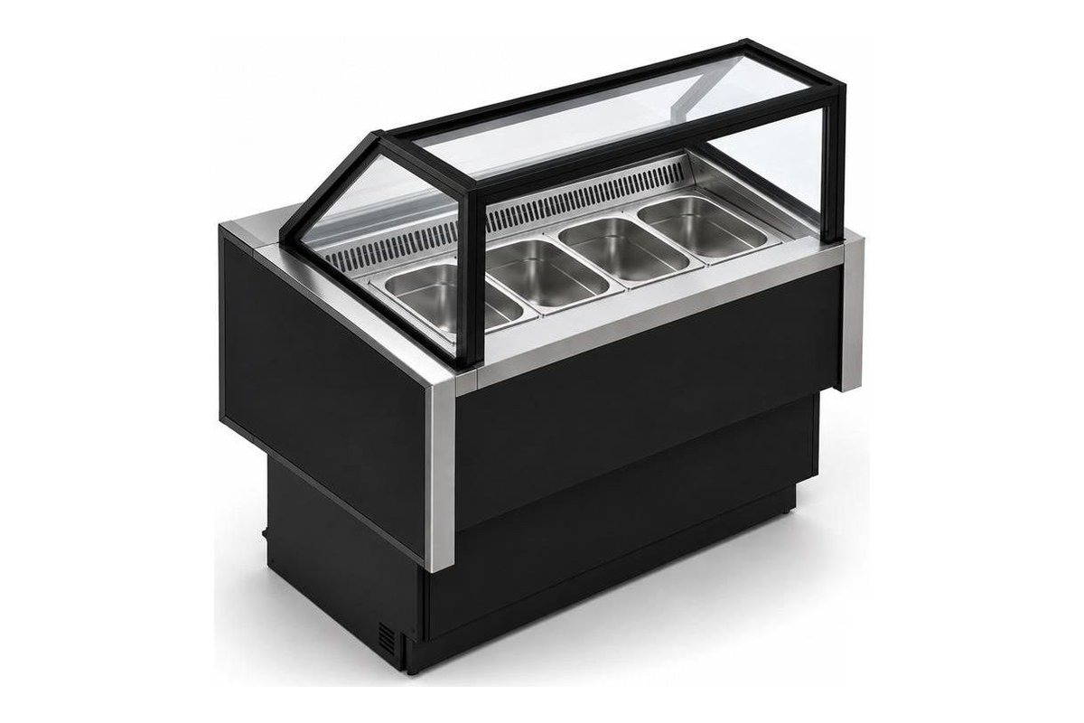 Expositor de gelato Elvi — modelo compacto preto